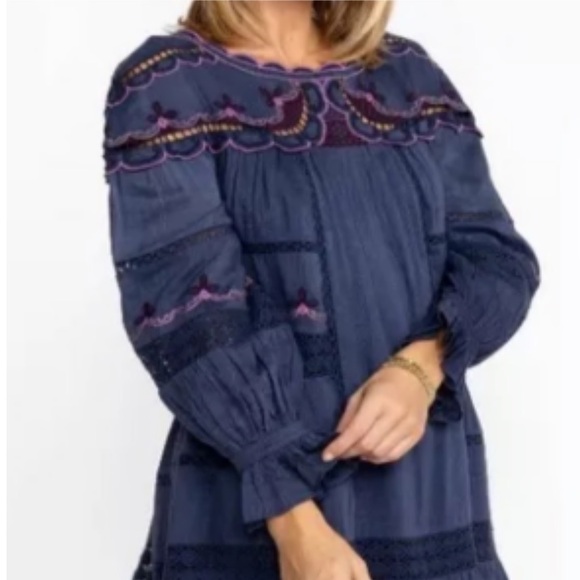 Johnny Was Embroidered Reina Linen Oversized Dress XS - Picture 4 of 14